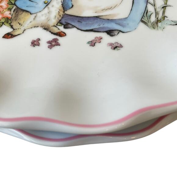 NEW Beatrix Potter Peter Rabbit and Mom Pink Edge Easter Dinner Plates Set of 4 - Picture 11 of 15
